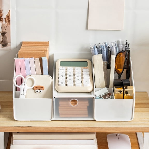 Makeup Storage Organizer Box, Large Capacity Plastic Drawer Organizer for Dresser and Bathroom Countertop, Multi Compartment Tabletop Storage for Cosmetics