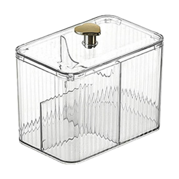 Makeup Tool Storage Canister with Lid Modern Makeup Swab Ball Holder Jar Cosmetic Organizer Makeup Brush Holder for Countertop Vanity Clear