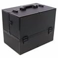 thumbnail image 1 of Makeup Train Case, 14 Inch Lockable Cosmetic Organizer Box, Professional Large Makeup Case with 6 Adjustable Trays, Spacious Bottom Compartment, Shoulder Strap, Black, 1 of 9