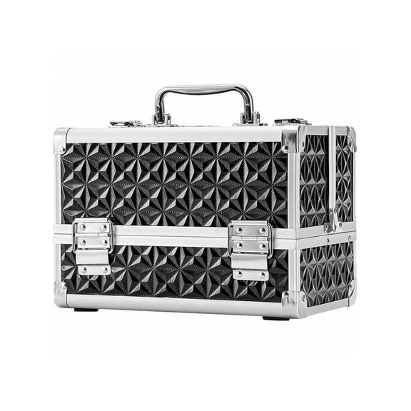 Makeup Train Case, Cosmetic Box, Portable Makeup Case Organizer 2 Trays Makeup Storage For Cosmetologist Aesthetic Supplies Nail Tech Traveling Makeup Box
