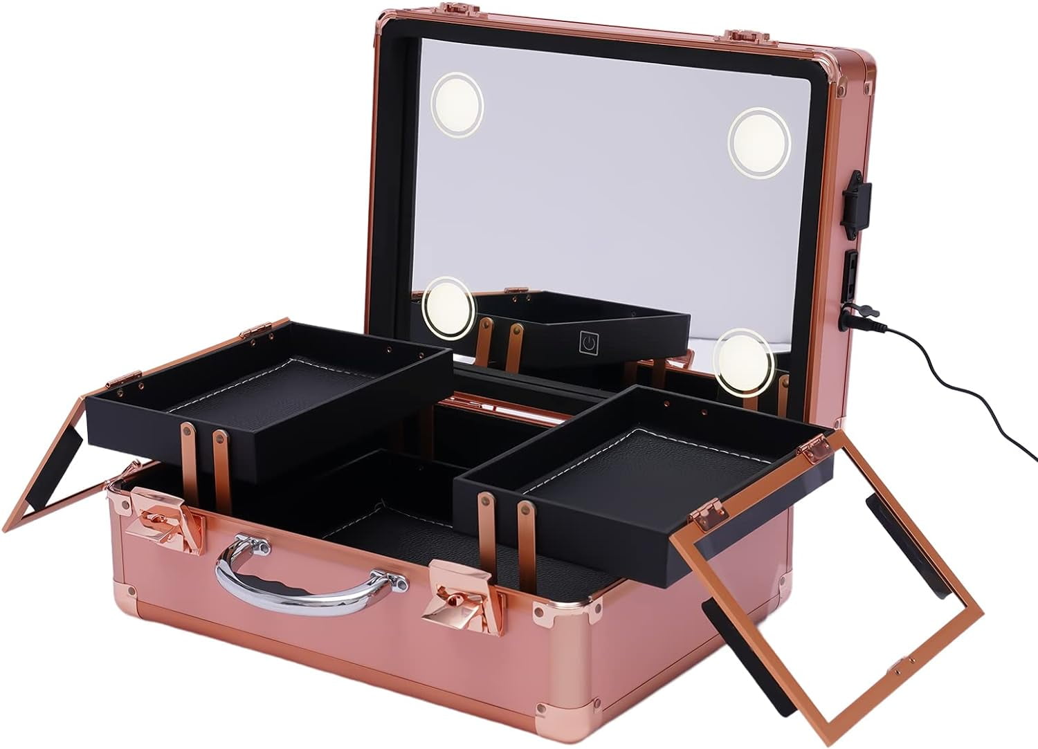 Makeup Train Case Cosmetic Organizer Box Makeup Case with Mirror ...