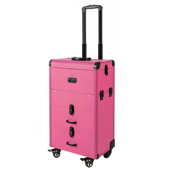 Makeup Train Case, Portable Makeup Train Case Professional Cosmetic Trolley Travel Vanity Organizer