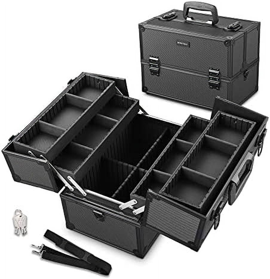 Makeup Train Case Pro Adjustable 4 Sliding Trays Cosmetic Case Storage