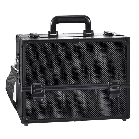 Makeup Train Case Professional Adjustable - 6 Trays Cosmetic Cases Makeup Storage Organizer Box with Lock and Compartments