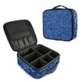 thumbnail image 1 of Makeup Train Case with Adjustable Dividers,Cosmetic Bag Portable Portability Bag Case Gifts Blue Bling, 1 of 8