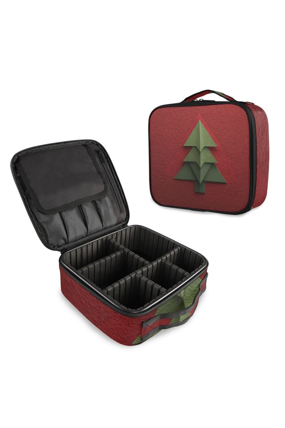 Makeup Train Case with Adjustable Dividers,Cosmetic Bag Portable Portability Bag Case Gifts Origami Tree
