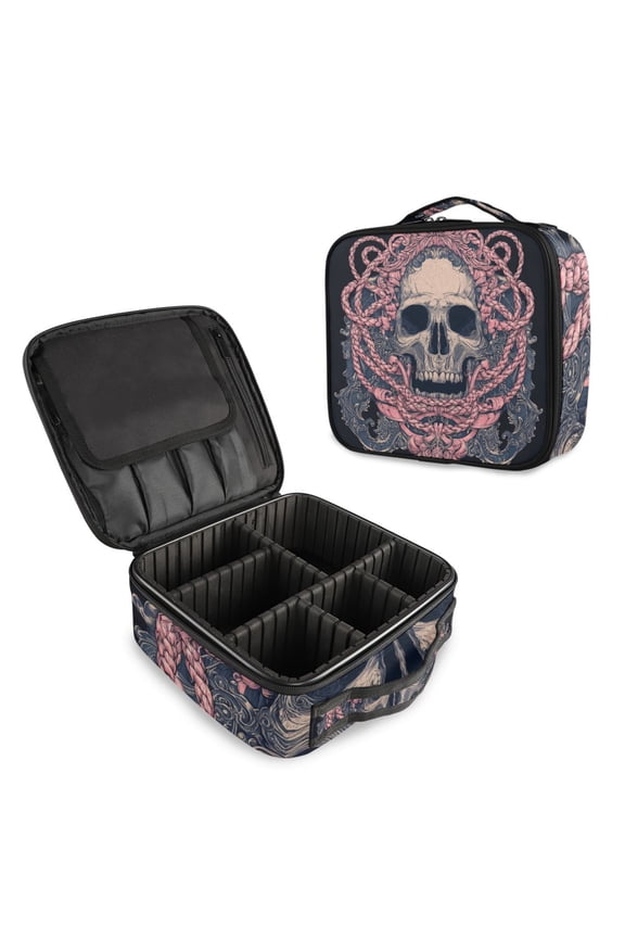 Makeup Train Case with Adjustable Dividers,Cosmetic Bag Portable Portability Bag Case Gifts Vintage Baroque-style Aesthetic