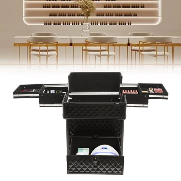 Makeup Trolley Rolling Makeup Train Case Durable Large Capacity Organizer W/lock