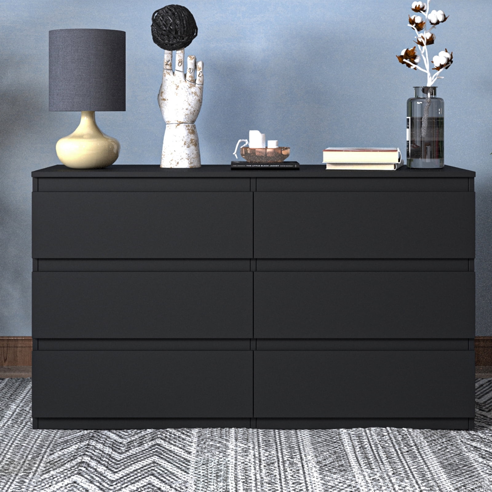 Makeup Vanities Desk With 6 Wide Drawers Modern 6-Drawer Double Dresser
