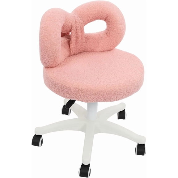 Makeup Vanity Chair Cute Bow Backrest Chair 360 Rotating Roller Chair Dressing Chair Adjustable Height