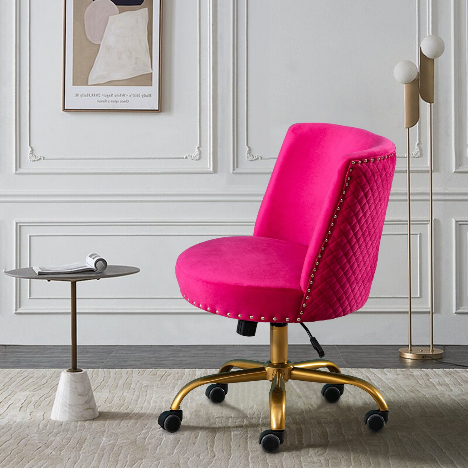 Makeup Vanity Chair, Velvet Accent Chair Office Chair Adjustable with