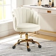 thumbnail image 1 of Makeup Vanity Chair Velvet Upholstered Office Task Desk Chairs Swivel Adjustable White, 1 of 12