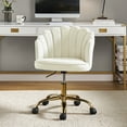 Velvet Upholstered Makeup Vanity Chair, Office Task Chair with Wheels, Adjustable Swivel Desk