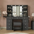 thumbnail image 1 of Vanity Desk & Power Outlet, Makeup Vanity with Mirror and LED Lights, Makeup Table, Fold-up Panel, Vanity Set 3 Lighting Modes Brightness Adjustable, 1 of 7