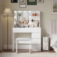 thumbnail image 1 of Makeup Vanity Desk Set with Mirror & Light, Dressing Table Storage Lots with Power Strip, 1 of 6