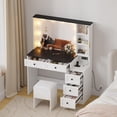 thumbnail image 1 of Makeup Vanity Desk with LED Lighted Mirror,Large Vanity Desk With 5 Drawers And Shelves,Vanity Table Set With  USB Ports & Outlets For Bedroom,, 1 of 6