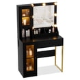thumbnail image 1 of Makeup Vanity Desk with LED Mirror, Charging Station, Storage Drawers & Cabinets for Bedroom, 1 of 8