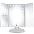 thumbnail image 1 of Makeup Vanity Mirror Magnifying with 21 LED Lights, Cosmetic Standing Table Mirror, 3X/2X Magnified Travel Foldaway Mirror, 180 Degree Rotation White, 1 of 11