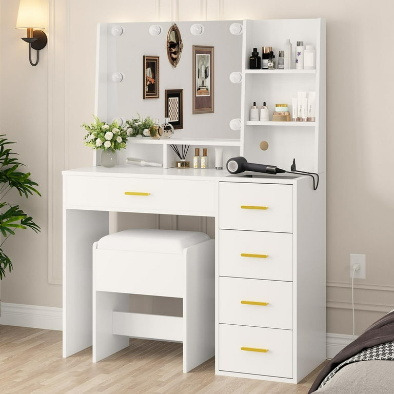 Cardone makeup station vanity set with stool and mirror sale