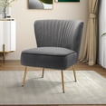 thumbnail image 1 of Makeup Vanity Table Chair Upholstered Wingback Accent Slipper Chair Side Armless Sofa Tufted Back Dining Home Living Room Bedroom Grey, 1 of 13