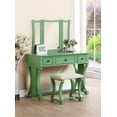 thumbnail image 1 of Makeup Vanity Table Set with 3 Drawers, Folding Mirror, Dressing Table with Storage Drawers and Cushioned Stool, Solid Wood Legs, Vanity Furniture, Antique Green, 1 of 7