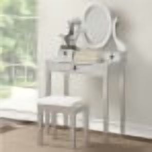 Makeup Vanity Table and Stool Set, Silver