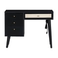 thumbnail image 1 of Makeup Vanity With Stool, 39" RetroVanity Desk With 3 Drawers And Rectangular Rattan Drawer, 2 Charging& 2Port For Bedroom, 1 of 9
