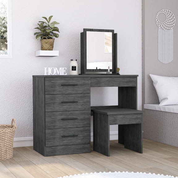 Makeup Vanity with 4 Shelved Drawers | Ideal for Bedroom Makeup | Particle Board Manufacturing | Helps Clear Bedroom Storage Chaos