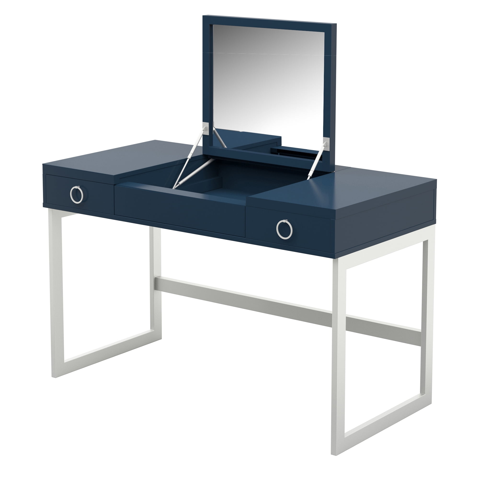 Vanity desk with discount fold down mirror