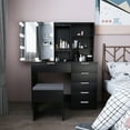 thumbnail image 1 of Makeup Vanity with Mirror and 10LED Lights Vanity Desk Chair Set with 5 Drawers Black, 1 of 1