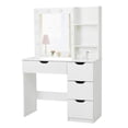 thumbnail image 1 of Makeup Vanity with Mirror and 12 Light Bulbs, Vanity Desk 4 Drawers Makeup Table with Charging Station and Open Shelf, 1 of 7