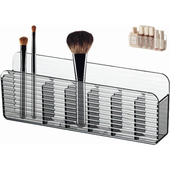 Makeup Wall Organizer Cosmetic Holder Vanity Storage Tray,Transparent Cosmetics Tray Home Organization Bin for Lipsticks, Hair Clips, Mascara, Eyebrow Pencil