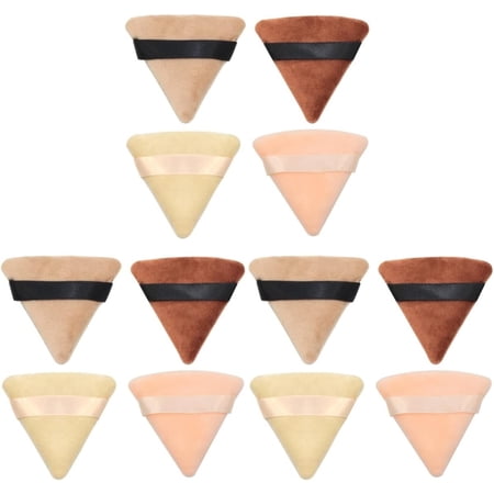Makeup Wedges Sponges Makeup Blender Sponge 12 Pcs Triangle Cotton Puff Face Makeup Puff Makeup with Strap Triangle Makeup Sponges Makeup Blending Sponge