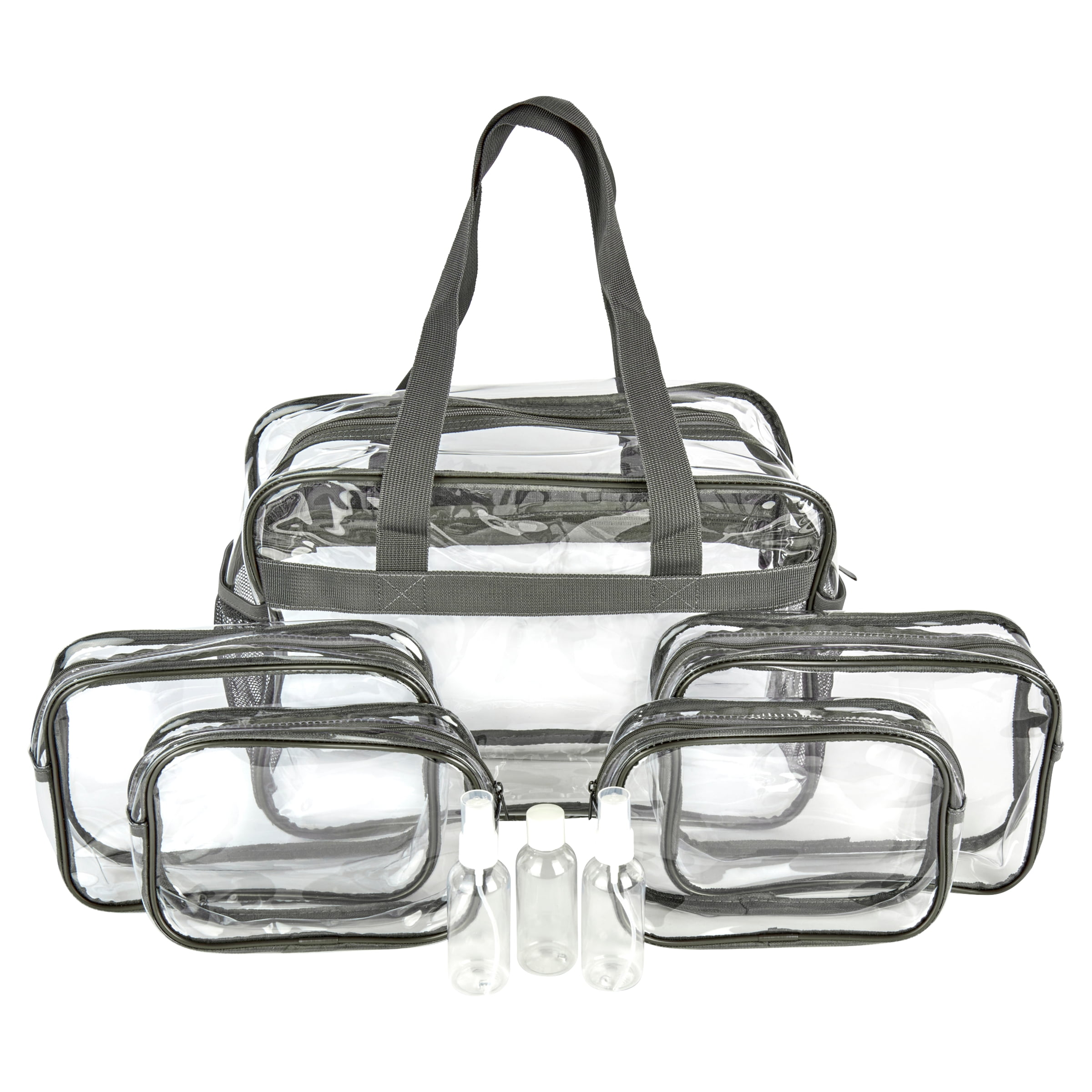 Walmart Clear Makeup and Cosmetic Bag Set for Travel with Makeup or Toiletries, PVC (8 Count)