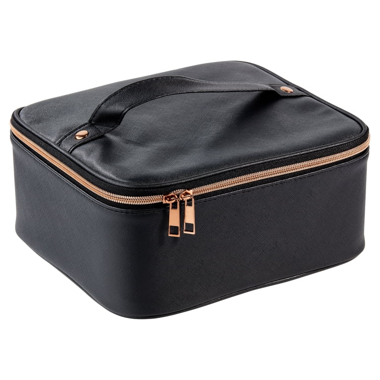 beauty box travel makeup bag cosmetics train case Equate Cosmetic Train Case Organizer, Black, 10