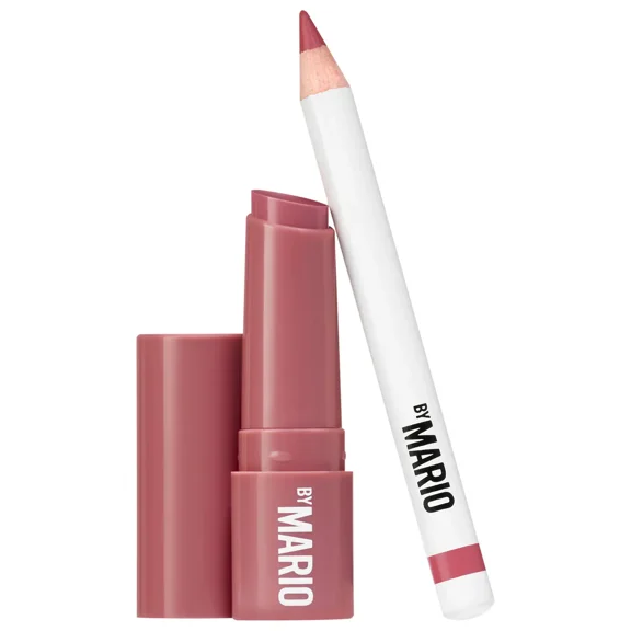 Makeup by Mario Mini Plumping Lip Serum Rosewood Glow & Ultra Suede Lip Pencil Rich Mauve