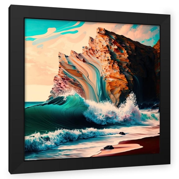 Maki 12x12 Black Modern Wood Framed Wall Art Titled - The Current Crash I