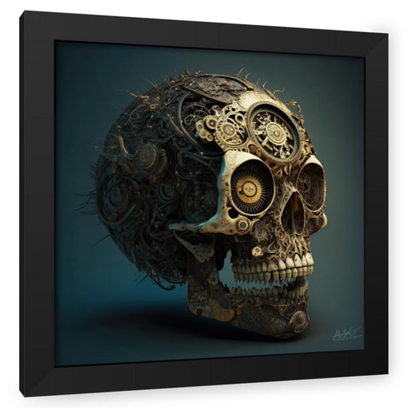 Maki 12x12 Black Modern Wood Framed Wall Art Titled - Thinking Like Clockwork I