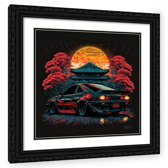 Maki 12x12 Black Ornate Wood Framed With Double Matting Wall Art Titled - Toyota Ae86 Retro Iii