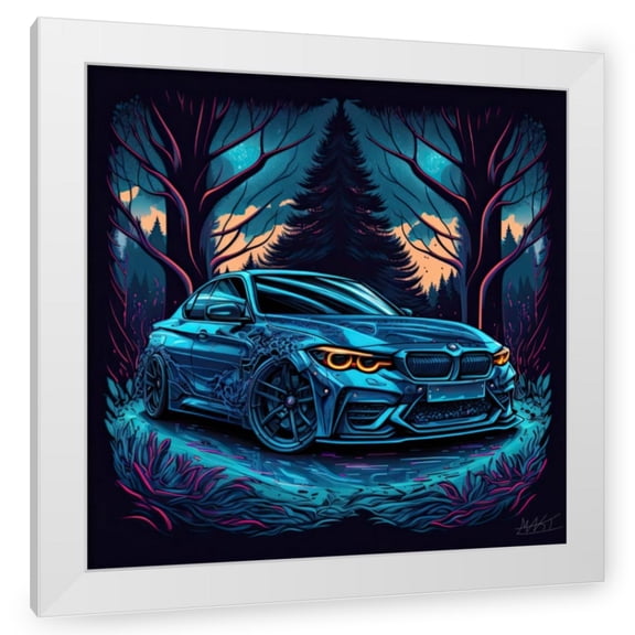Maki 12x12 White Modern Wood Framed Wall Art Titled - Surreal Bmw 3 Series Amg Iv