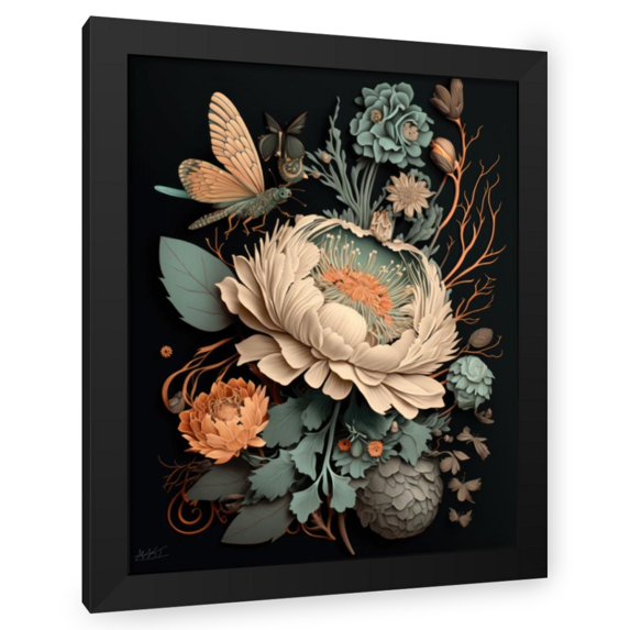 Maki 12x14 Black Modern Wood Framed Wall Art Titled - Pollination Iv
