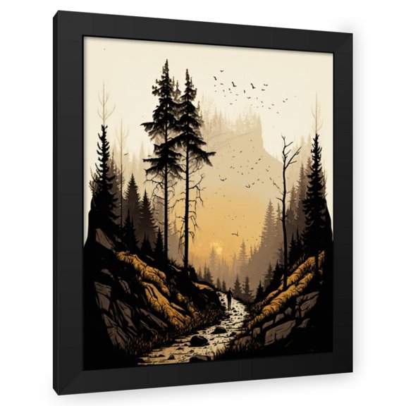 Maki 12x14 Black Modern Wood Framed Wall Art Titled - The Fire Watch