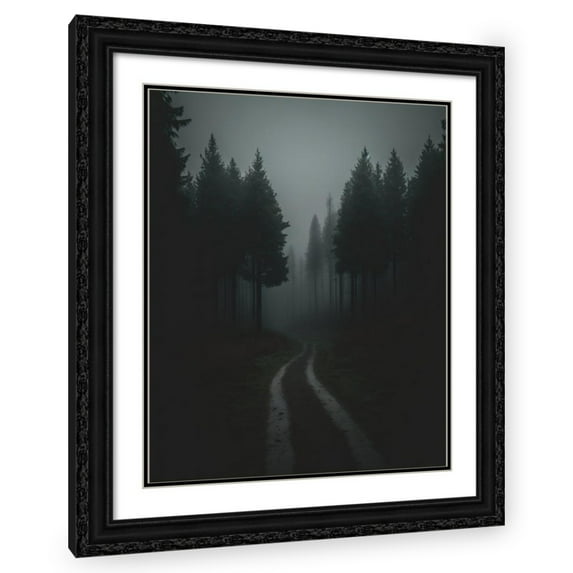 Maki 12x14 Black Ornate Wood Framed With Double Matting Wall Art Titled - The Hidden Path