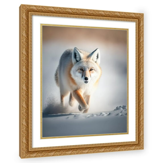 Maki 12x14 Gold Ornate Wood Framed With Double Matting Wall Art Titled - Arctic Chaser I