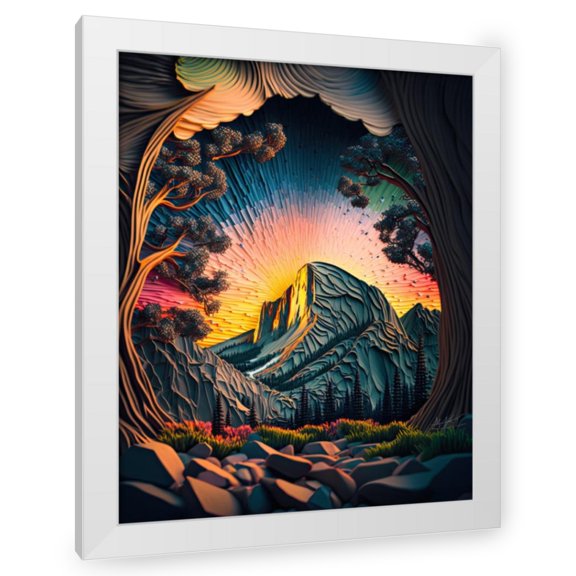 Maki 12x14 White Modern Wood Framed Wall Art Titled - Surreal Sunset Ii