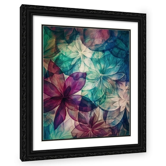 Maki 15x18 Black Ornate Wood Framed With Double Matting Wall Art Titled - The Bloom I