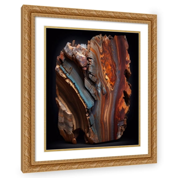 Maki 15x18 Gold Ornate Wood Framed With Double Matting Wall Art Titled - A Petrified Classic Iii