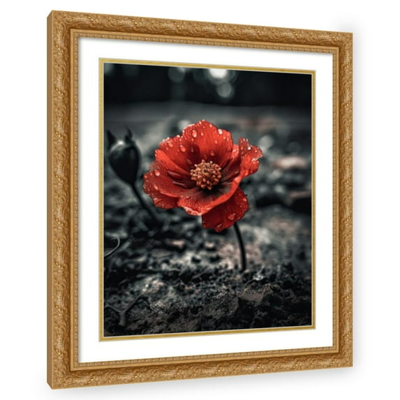Maki 15x18 Gold Ornate Wood Framed With Double Matting Wall Art Titled - Growth Of Destruction I
