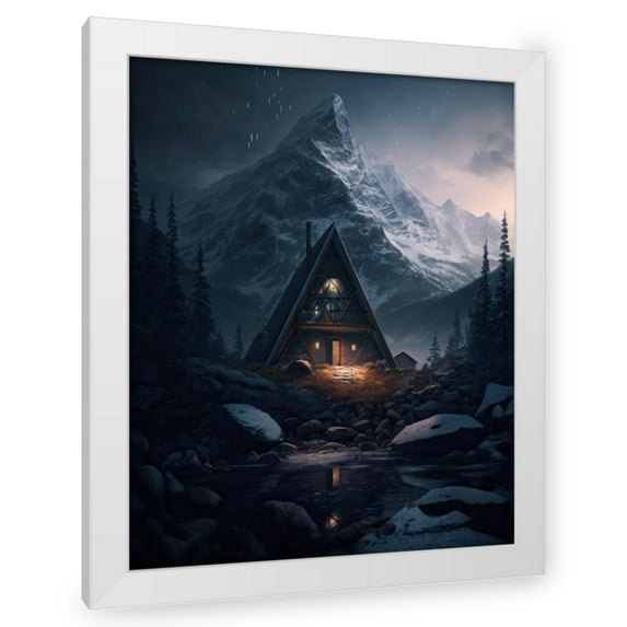 Maki 15x18 White Modern Wood Framed Wall Art Titled - The Cabin With The View Ii