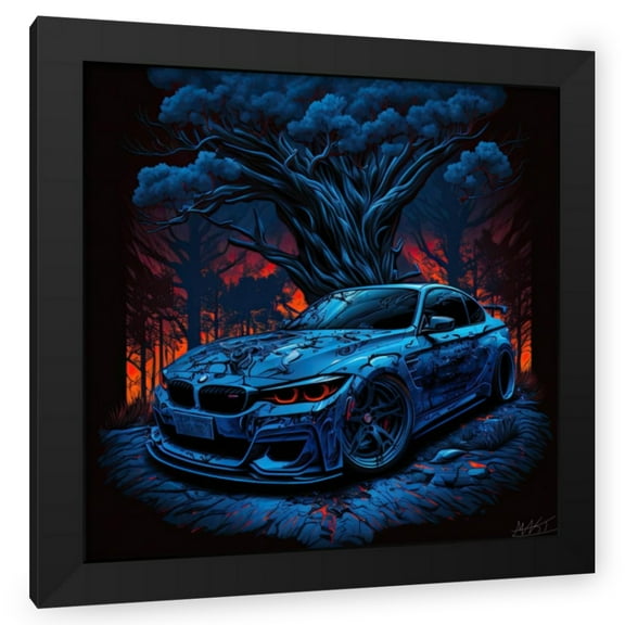 Maki 20x20 Black Modern Wood Framed Wall Art Titled - Surreal Bmw 3 Series Amg Ii